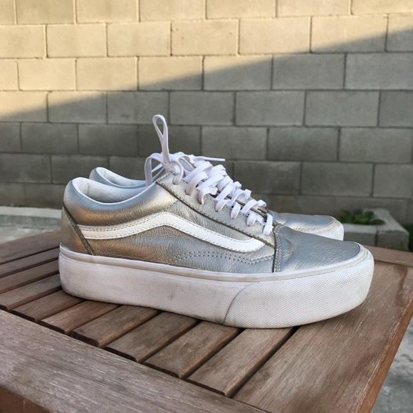 silver platform vans